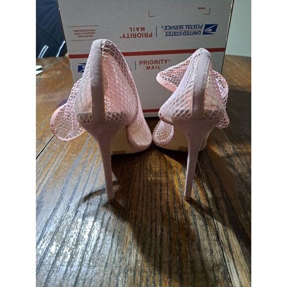 New Size 7 Simmi London Pink Fishnet Stiletto High Heel Pump Sexy Dress Shoes - Picture 4 of 10